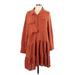 Shein Casual Dress - A-Line Collared Long sleeves: Orange Print Dresses - Women's Size Large