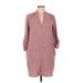 Lush Casual Dress - Shift V Neck 3/4 sleeves: Tan Dresses - Women's Size Medium