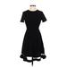 Shein Casual Dress - A-Line: Black Solid Dresses - Women's Size X-Small Tall