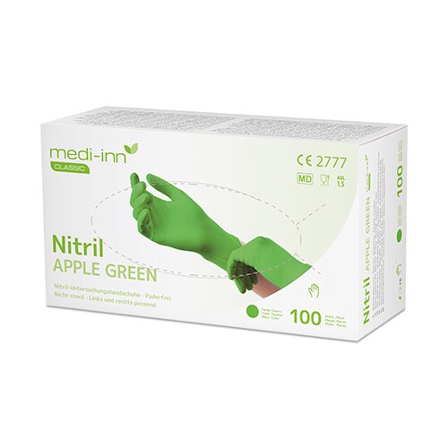 1000 `Medi-Inn® Classic` Handschuhe, Nitril puderfrei apfelgrün `Nitril Apple Green` Größe XS Image