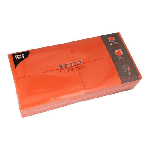 PAPSTAR 150 Servietten "DAILY Collection" 1/8-Falz 32 cm x 32 cm nektarine Image