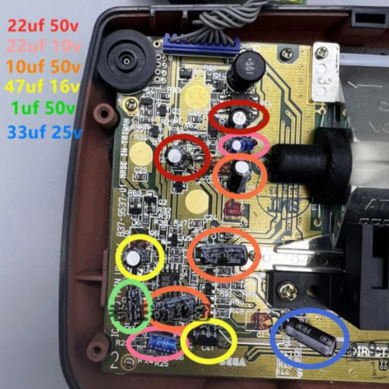 Kondensatoren für Sega Gamegear Gg Motherboard Kondensatoren Reparatur Ersatz Image