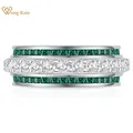 Wong Regen solide Sterling Silber Smaragd Rubin High Carbon Diamanten Edelstein drehbaren Ring