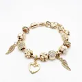 Luxus Mode Strass Legierung Blume Perle Engel Flügel Liebe Form Anhänger Kette Armband für Frauen