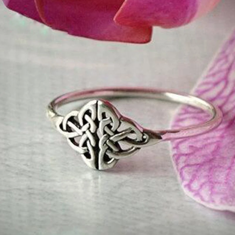 Vintage Knoten 925 Sterling Silber Farbe Ring Kreative Blume Finger Ring 6 7 8 9 10 Hohe Qualität Metall Edlen schmuck Frauen Geschenk Image