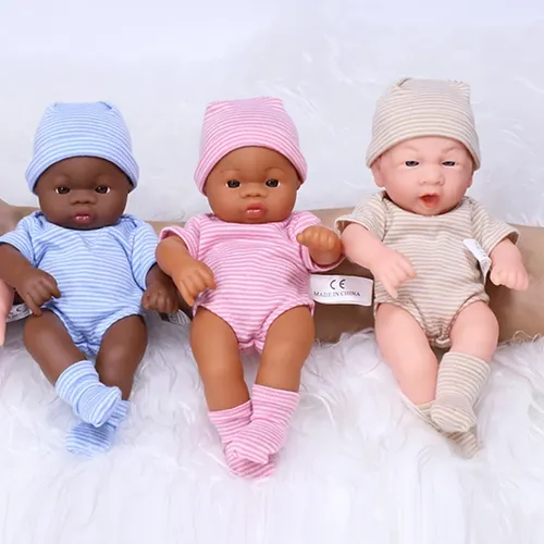 20cm braune Haut wieder geborene Puppen Silikon Mini Baby puppe wieder geborene Baby puppe Soft