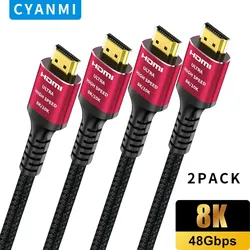 Cyanmi 8k hdmi 2,1 kabel 4k @ 120hz 8k @ 60hz hdmi 2,1 kabel 48gbps adapter für rtx earc hdr10 video kabel pc laptop tv box ps5