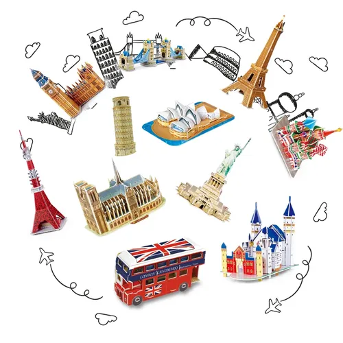40 Stil weltberühmte Architektur Gebäude 3D Puzzle Modellbau Puzzles Spielzeug für Kinder Weihnachts