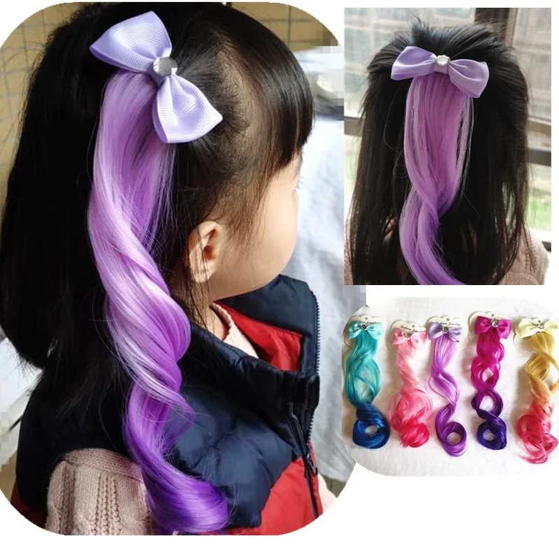 1PC Kind Nette Bowknot Kristall Elastische Haarband Gummiband Haar Zubehör Kinder Perücke Stirnband Mädchen Twist Geflecht Seil kopfschmuck Image