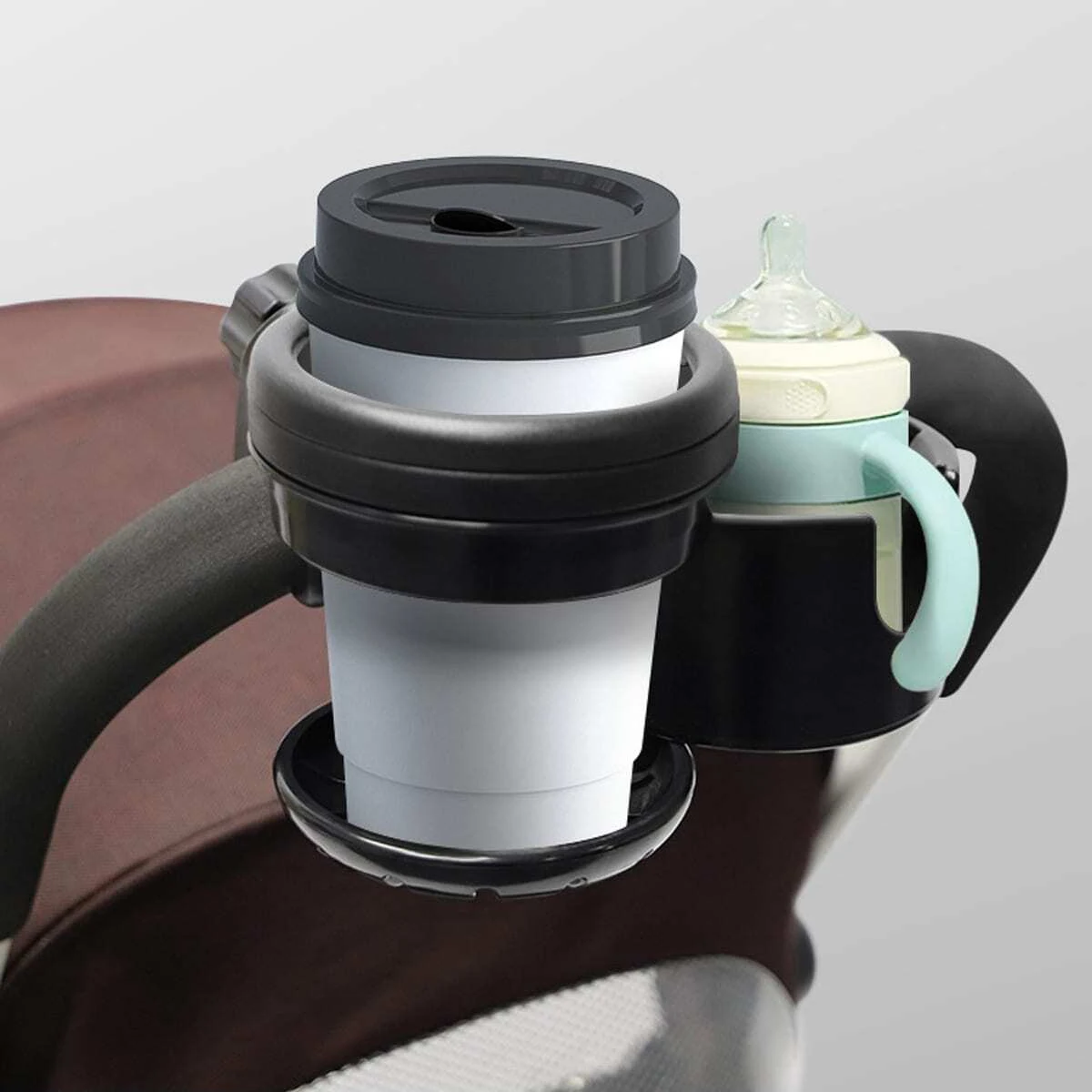 Universal Kinderwagen Getränke halter 2 in 1 Doppel wagen Wasser Milch flaschen halter Getränkest änder Trage tasche für Fahrrad wagen Kinderwagen Image