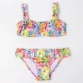 Shinn ing Multi Falbala Kinder Kinder Bikini Set Print Mädchen Bade bekleidung Badeanzug Studenten