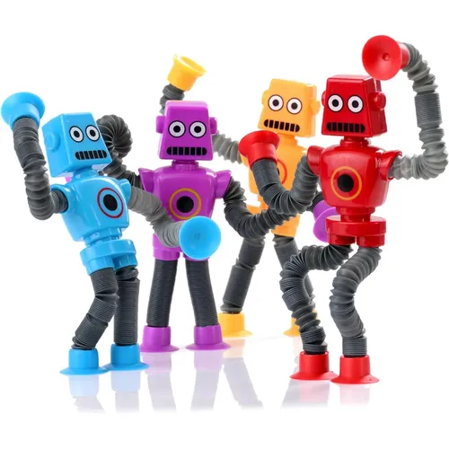 4er Pack Teleskop Saugnapf Roboter Spielzeug Pop Röhren Zappeln Spielzeug für autist ische