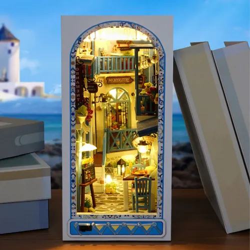 DIY Buch Nook Regal 3d Holz Puzzle Bücherregal Einsatz Miniatur Baukasten Montage Bücherregal für