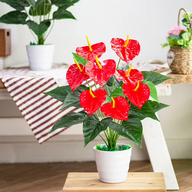 53 centimetri Artificiale Monstera Foglie di Palma di Plastica Per La Casa Falso Anthurio Verde Albero Grande Pianta di Erba Per Il Giardino Decorazione Esterna