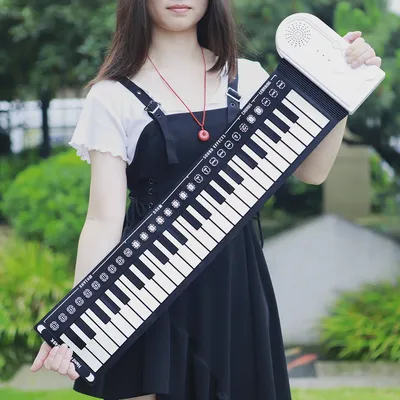 IRIN Hand-Roll-Up-Klavier mit 49 Tasten, Silikon, tragbare Tastatur, Musikinstrument für Bildung, faltbar, für Anfänger, elektronische Orgel