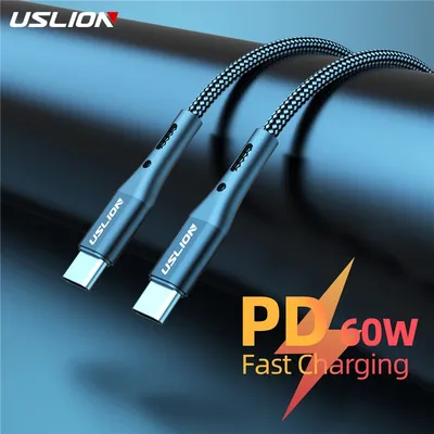 USLION PD 60 W USB-Kabel Typ C auf Typ C für Xiaomi Poco F3 Plus iPhone 15 Pro PD QC3.0 Image