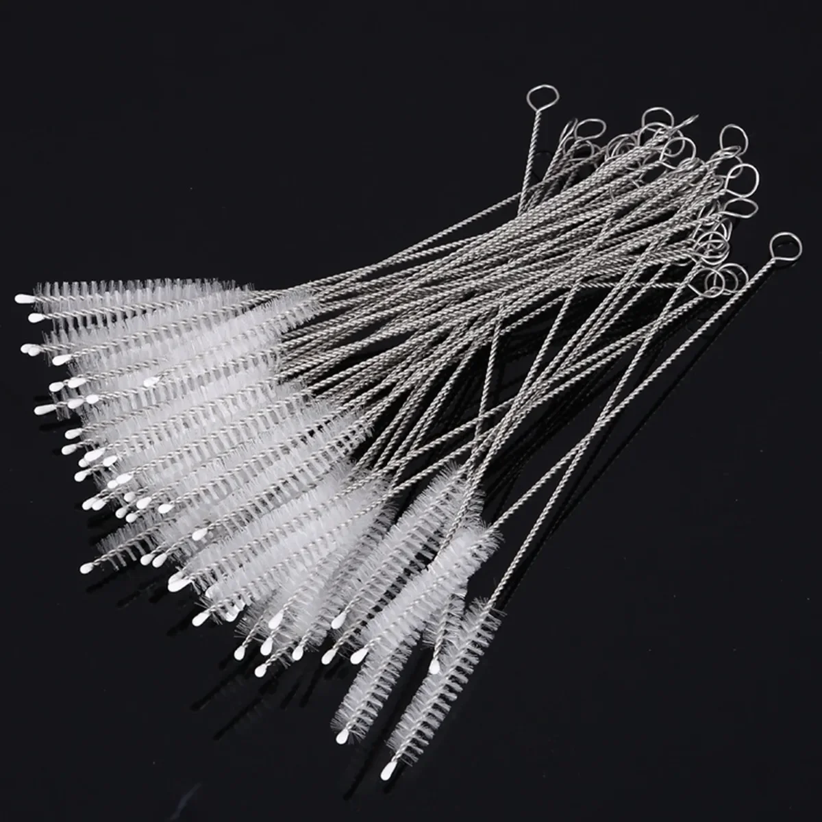10 Stück Trinkhalm Reinigungs bürste Kit Stroh rohr Rohr reiniger Nylon Edelstahl Lang griff Reinigungs bürsten für Strohhalme Image