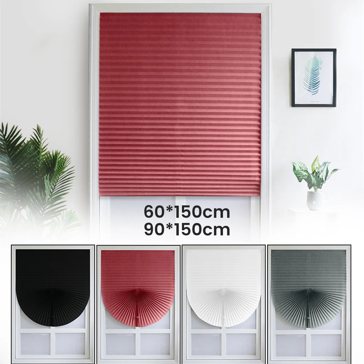 Verdunkelungsjalousien, kabellose Jalousien, plissierte Stoffschirme für Privatsphäre, Lichtfilterung für Badezimmer, Büro, Dropshippings Image