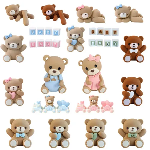 Neue 3d Teddybär Kuchen Topper Baby Dusche Bär Dekoration Junge Mädchen alles Gute zum ersten