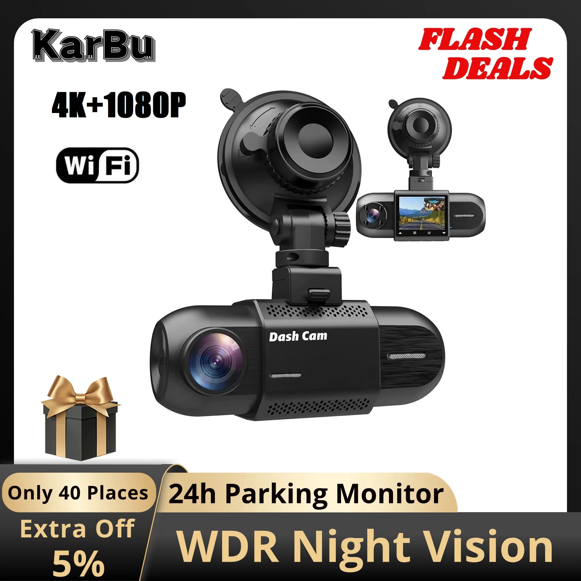 Dash Cam 4K Wifi Mini Kamera für Auto Dual Dvrs Video Registrator Dashcam 24h Parkplatz Monitor Dvr Kamera Samochodowa Rejestrator Image