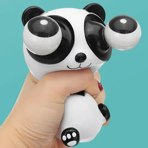 Große Augen Cartoon Tier Squeeze Anti stress Spielzeug schwarz weiß Panda Puppe Stress abbau Panda
