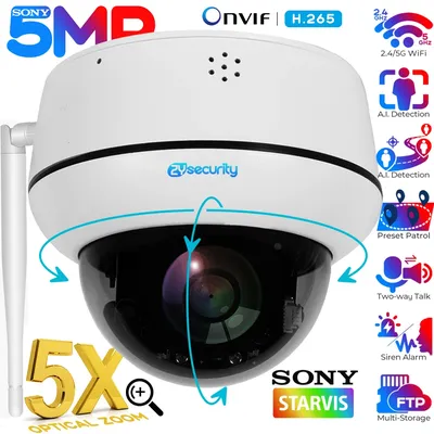 5MP Wifi Dome PTZ Kamera 5X Optischer Zoom IP Kamera Humanoiden Tracking Zwei-weg Sprechen Wireless Home Security Überwachung Kameras