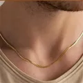 3mm Männer flache nk Kette Halskette einfache Edelstahl Gold Farbe Halsreif für Frauen Herren