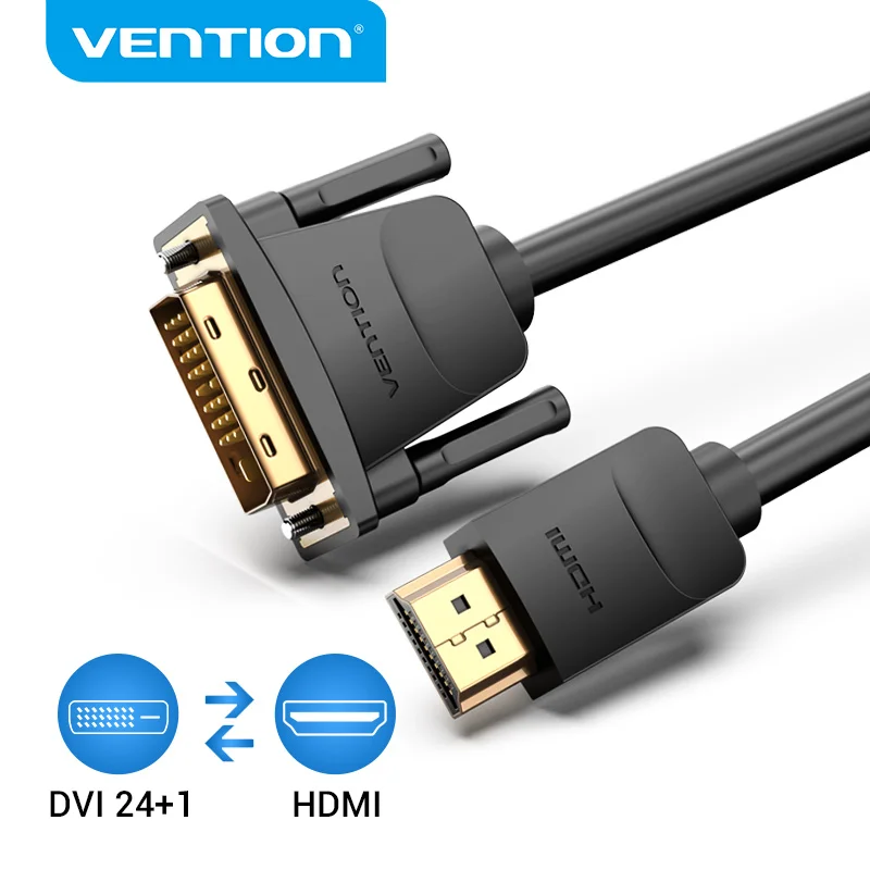 Vention Cavo da HDMI a DVI HDMI bidirezionale maschio 24 + 1 Adattatore DVI-D maschio Convertitore 1080P per Xbox HDTV DVD LCD Cavo da DVI a HDMI