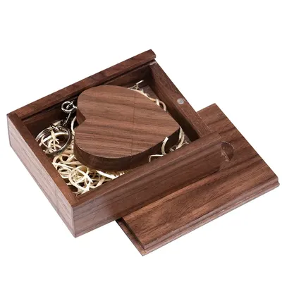 Holz Herz USB-Flash-Laufwerk 128GB kostenlos Schlüssel anhänger Pen Drive 64GB Fotografie Hochzeits Image