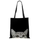 Designer Einkaufstaschen Sumi schwarze Katze bedruckte Leinen Stoff Öko Handtasche Einkaufs büro