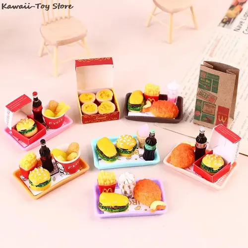 Mini 1/6 Miniatur Puppenhaus Hamburger Cola Tasse Fast Food für Blyth Barbies Puppenhaus spielen