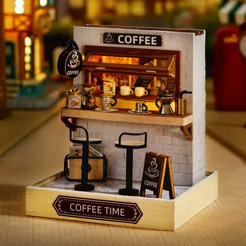Coffeeshop Puppenhaus Mini Mini Mini Puppenhaus DIY kleines Haus Kit machen Raum Spielzeug Home