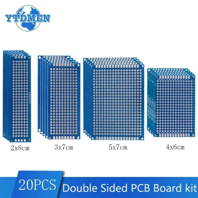 20 Teile/satz PCB Board Prototyp Kit Blau Doppelseitige Universal Leiterplatten 2x8 3x7 4x6 5x7cm Image