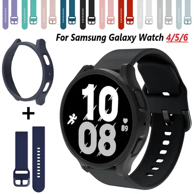Gehäuse+Band für Samsung Galaxy Watch 4/5/5pro/6 40mm 44mm 45mm Silikonarmband PC Hollow Hard Cover für Samsung Galaxy Watch 4/6 Classic 42mm 46mm 43mm 47mm Armband