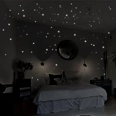 407 Stück runde Punkte Wandaufkleber Polka Circles Nacht leuchtende Stern-Deckenaufkleber, leuchtet im Dunkeln, abziehbares Kunstwandbild für Kinderzimmer Image