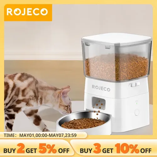 Rojeco 2l automatische Katzenfutter automat Wifi Smart Tiernahrung spender für Trocken futter Hunde