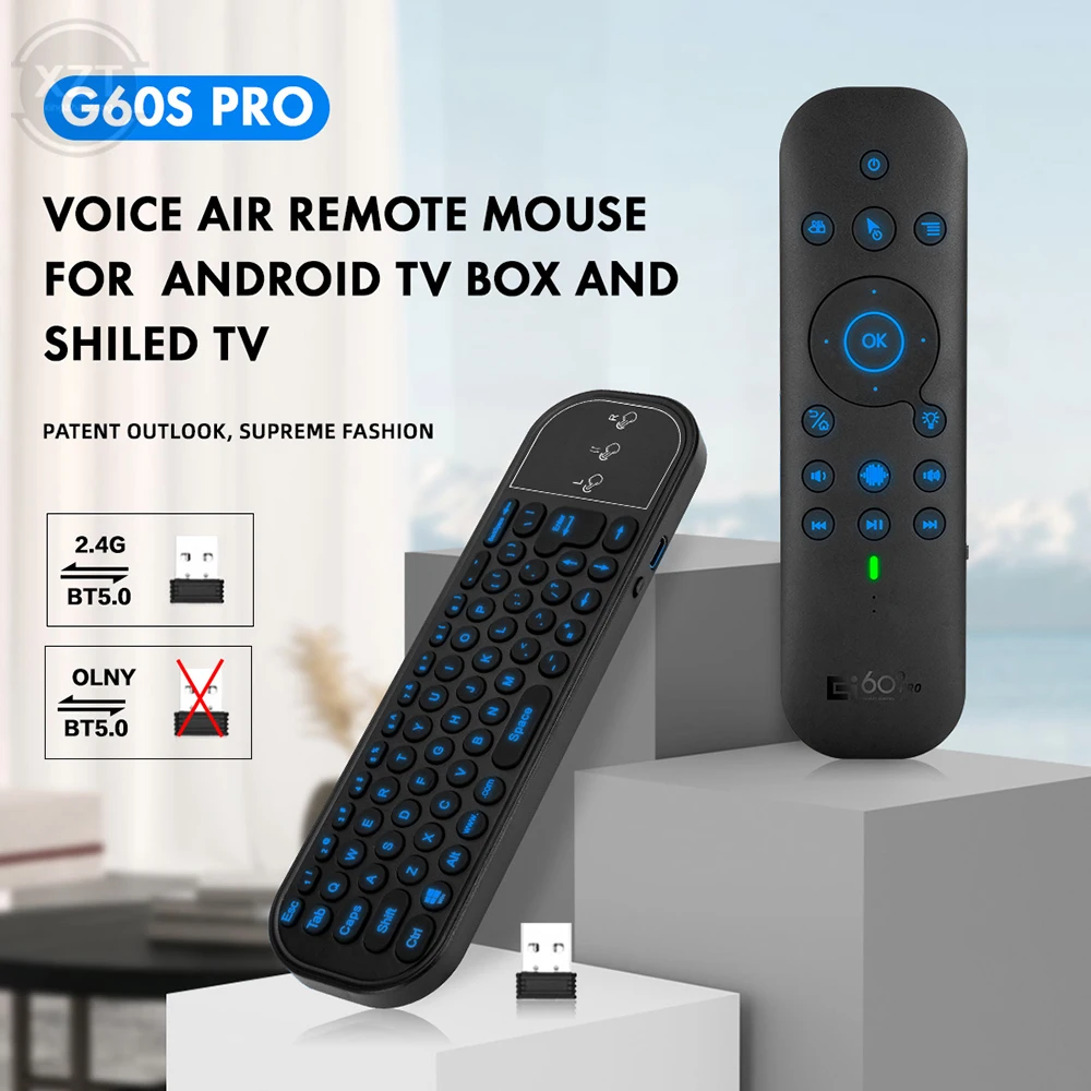 G60S Pro Bluetooth 5,0 2,4G Wireless Gyroskop Air Mouse Stimme Fernbedienung Mini Tastatur für Android Smart TV box PC Image