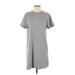 Lole Casual Dress - Shift High Neck Short sleeves: Gray Solid Dresses - Women's Size Small