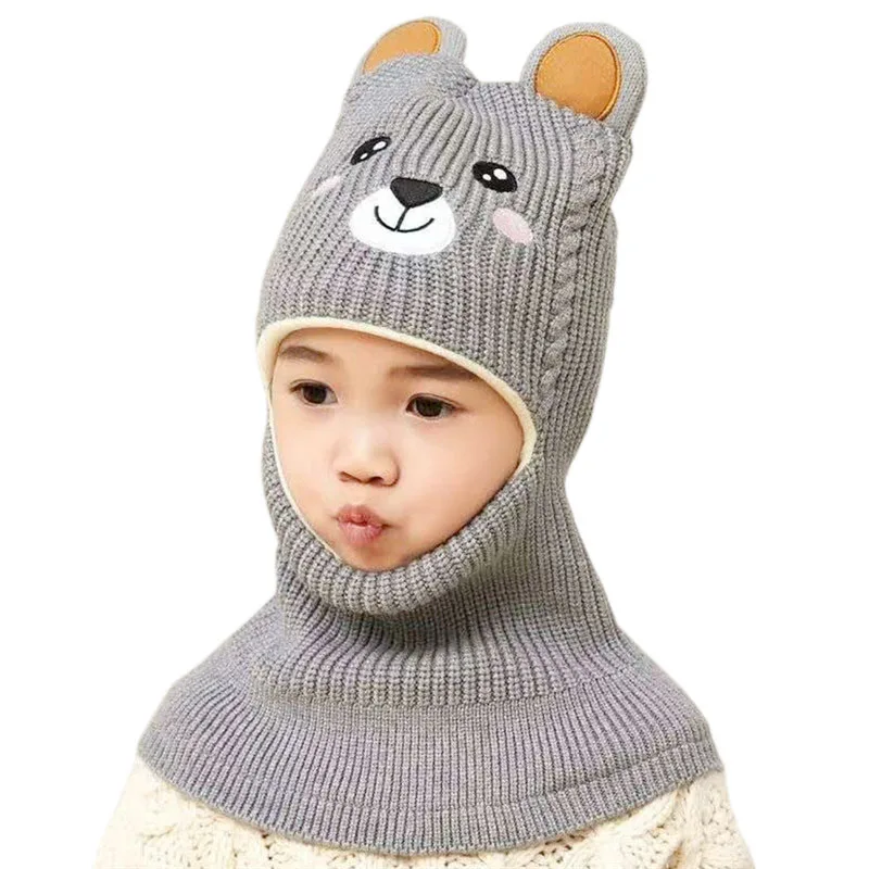 Nuovo orso cartone animato cappello invernale per bambini per ragazzi più berretto con cappuccio per bambini in velluto cappello per neonate berretto per bambini berretti caldi per bambini