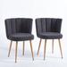 Modern Fabric Restaurant Chairs, Solid Wood Chair Legs, Thickened Seat Cushions, Low Backrest (Two Sets)