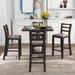 Modern 5-Piece Wooden Counter Height Dining Set with Storage Shelving and Padded Chairs