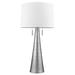 Muse 2-Light Hand Painted Weathered Pewter Table Lamp With Off White Shantung Shade - 6' x 7'
