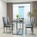 Contemporary 5-Piece Metal Frame Dining Set with Tempered Glass Tabletop - Sleek Black Finish, Family-Friendly Design