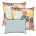 Set Of Three 18" X 18" Seafoam And White Zippered Floral Throw Indoor Outdoor Pillow - 6' x 7'
