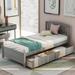 Twin Size Wood Storage Bed with 2 Drawers and Headboard Platform Frame, Gray