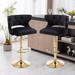 360° Swivel Velvet Bar Stools Set of 2, Adjustable Counter Height Dining Chairs with Nailhead Trim Backrest and Footrest