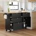 Farmhouse Kitchen Island Set with Drop Leaf - Dining Table Set with Storage Cabinet, Drawers, and Stools, Adjustable Shelf