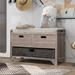 Entryway Bench with 2 Drawers Storage Bench with Removable Basket, Shoe Bench with Storage, Removable Cushion