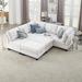 L-shape Sectional Sofa, Deep Seat Ivory Fabric Sofa w/ Storage Ottoman - L-Shape+Ottoman