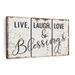 Elephant Stock Faith & Religion Typography Live Laugh Love | 38 H x 24 W x 1.25 D in | Wayfair RV-207_live-laugh-love-and-blessings-typography